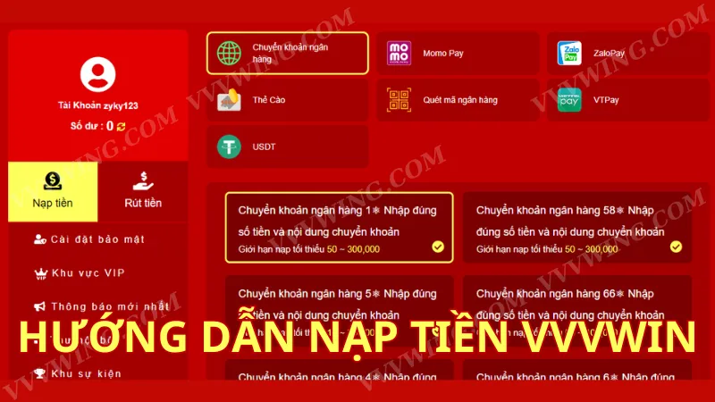 Nạp tiền VVVWIN